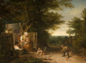 En la puerta de la cabaña de William Collins